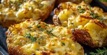 Gebackene Käse-Kartoffeln aus der Heißluftfritteuse, golden und knusprig
