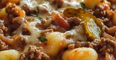 Gnocchi Cheeseburger Pfanne mit schmelzendem Käse und saftigem Patty