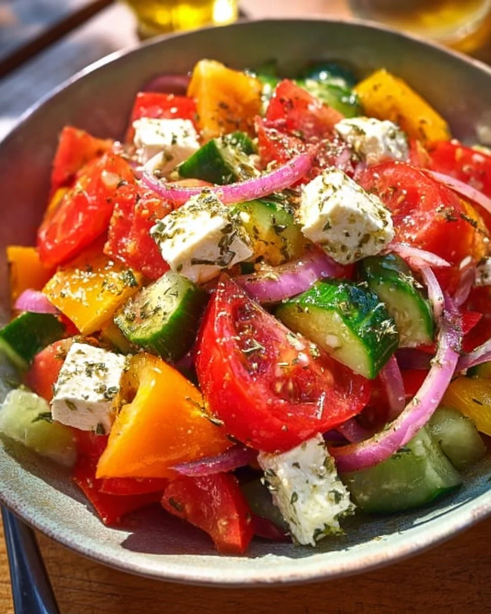 Frischer griechischer Bauernsalat mit Gemüse und Feta-Käse
