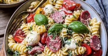 Leckeres Grinder Pasta Salat Rezept mit frischen Zutaten und Dressing