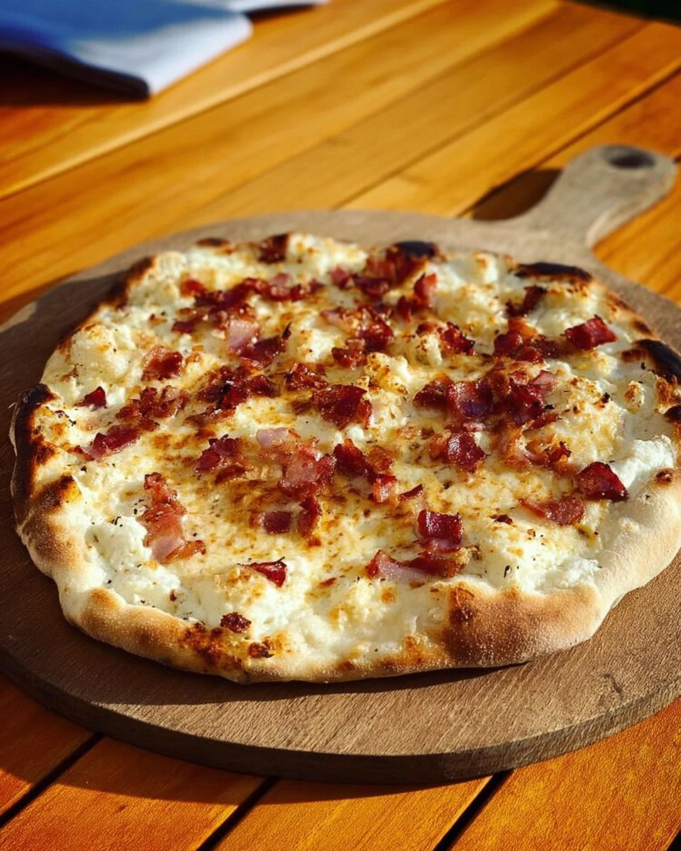Grundrezept für Flammkuchenteig, ideal für leckere Flammkuchen.