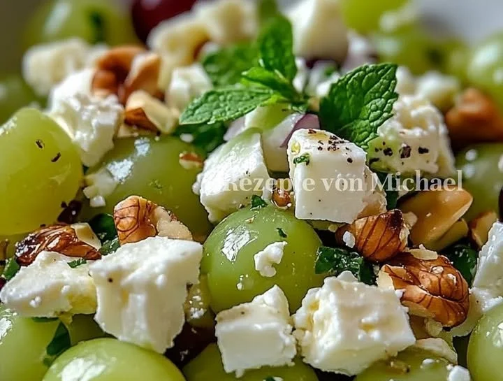 Grüner Trauben-Salat mit Feta, gesundes Rezept für eine erfrischende Mahlzeit
