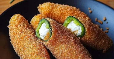 Heiße Chili-Popper gefüllt mit Käse und Gewürzen, serviert als Snack.