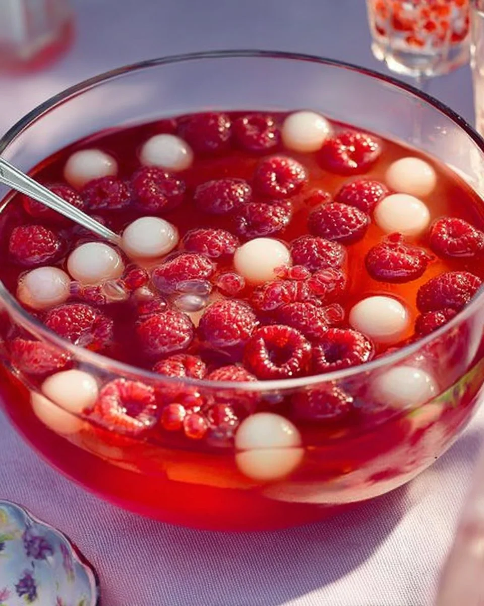 Erfrischender Himbeer-Melonen-Punsch alkoholfrei in einem Glas