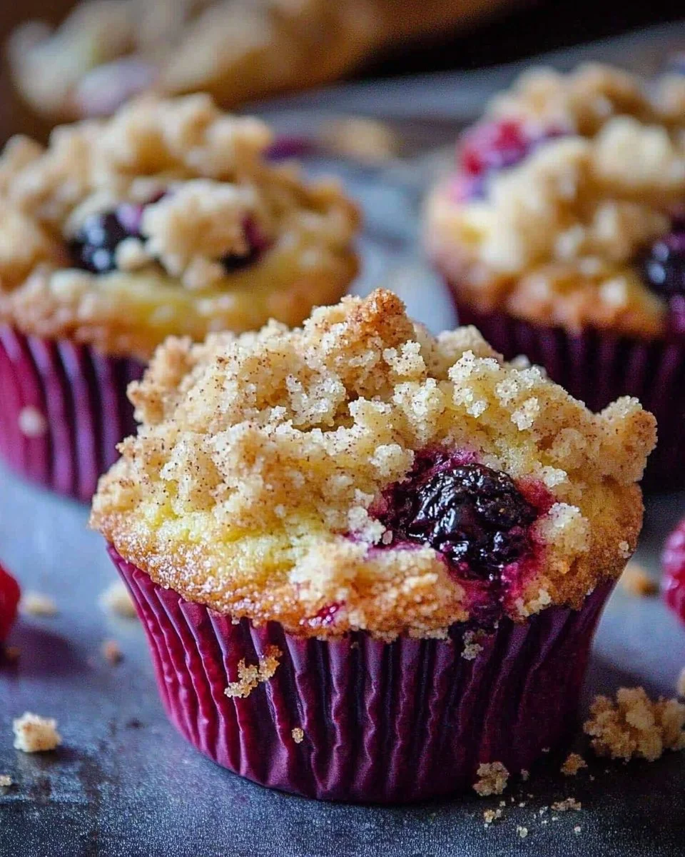 Leckere Himbeermuffins mit Streuseln zum Genießen