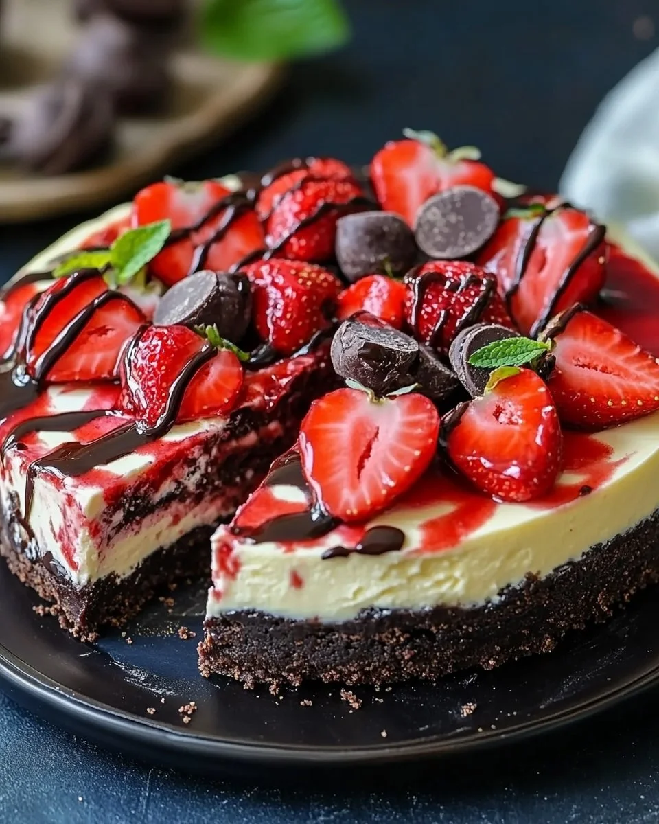 Irresistible Chocolate Strawberry Cheesecake