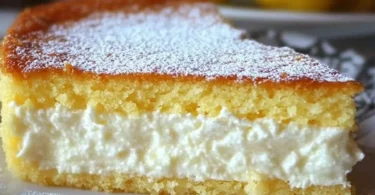 Saftiger Joghurtkuchen ohne Gelatine auf einem Teller