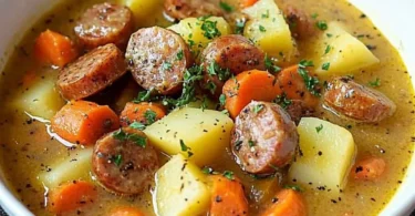 Schüssel mit Karotten-Senf-Eintopf, ein gesundes und köstliches Gericht