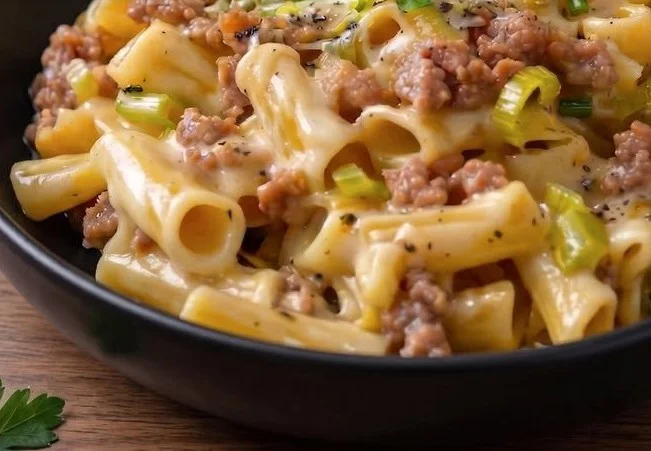 Käse Lauch Pasta mit Hackfleisch – herzhaftes Rezept für eine einfache Mahlzeit