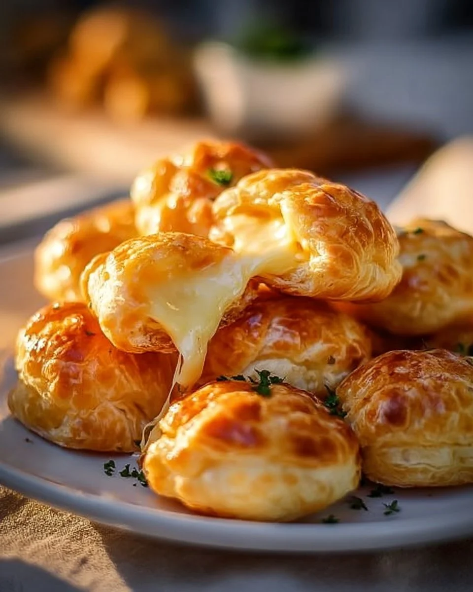 Käse Puff Snacks auf einem Teller serviert, frisch und knusprig.