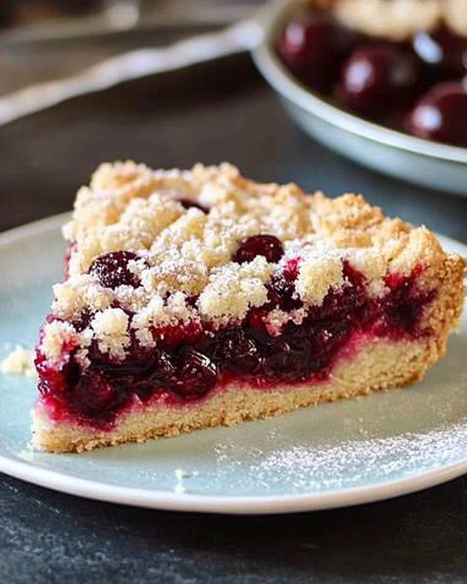 Kirsch-Himbeer-Kuchen mit Kokosstreuseln