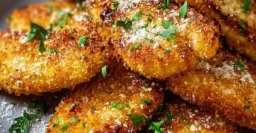 Knuspriges Parmesan Hähnchen zubereitet im Airfryer, goldbraun und lecker.