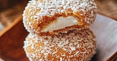 Leckere Kokosnusskekse auf einem Teller mit Kokosraspeln
