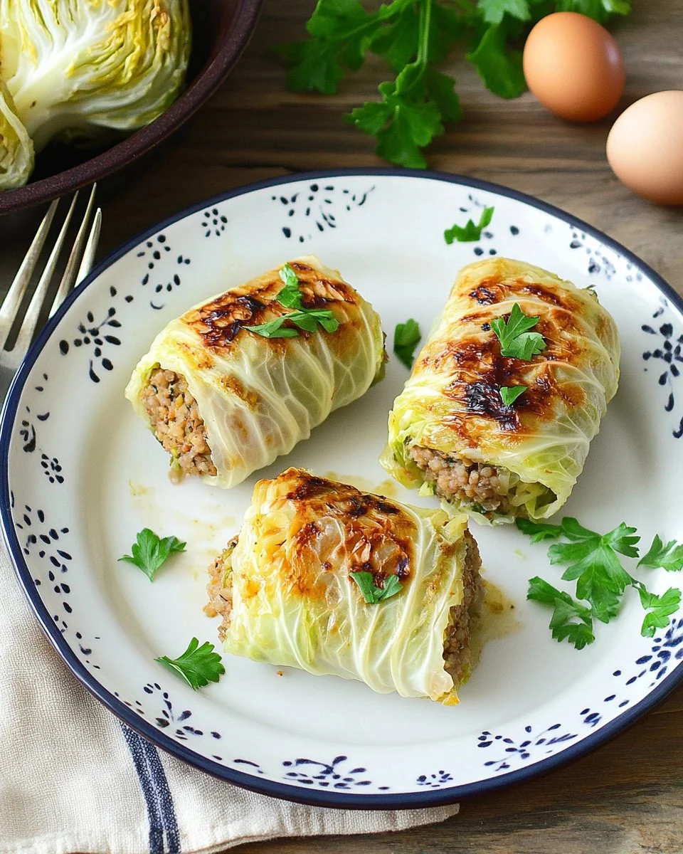 Traditionelle Krautwickel auf einem Teller serviert, frisch und appetitlich.