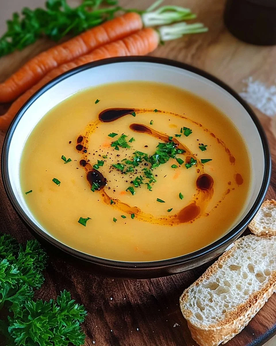 Schüssel mit leckerer Kartoffel-Möhren-Suppe