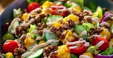 Low Carb Big Mac Salat mit frischen Zutaten und einer cremigen Sauce