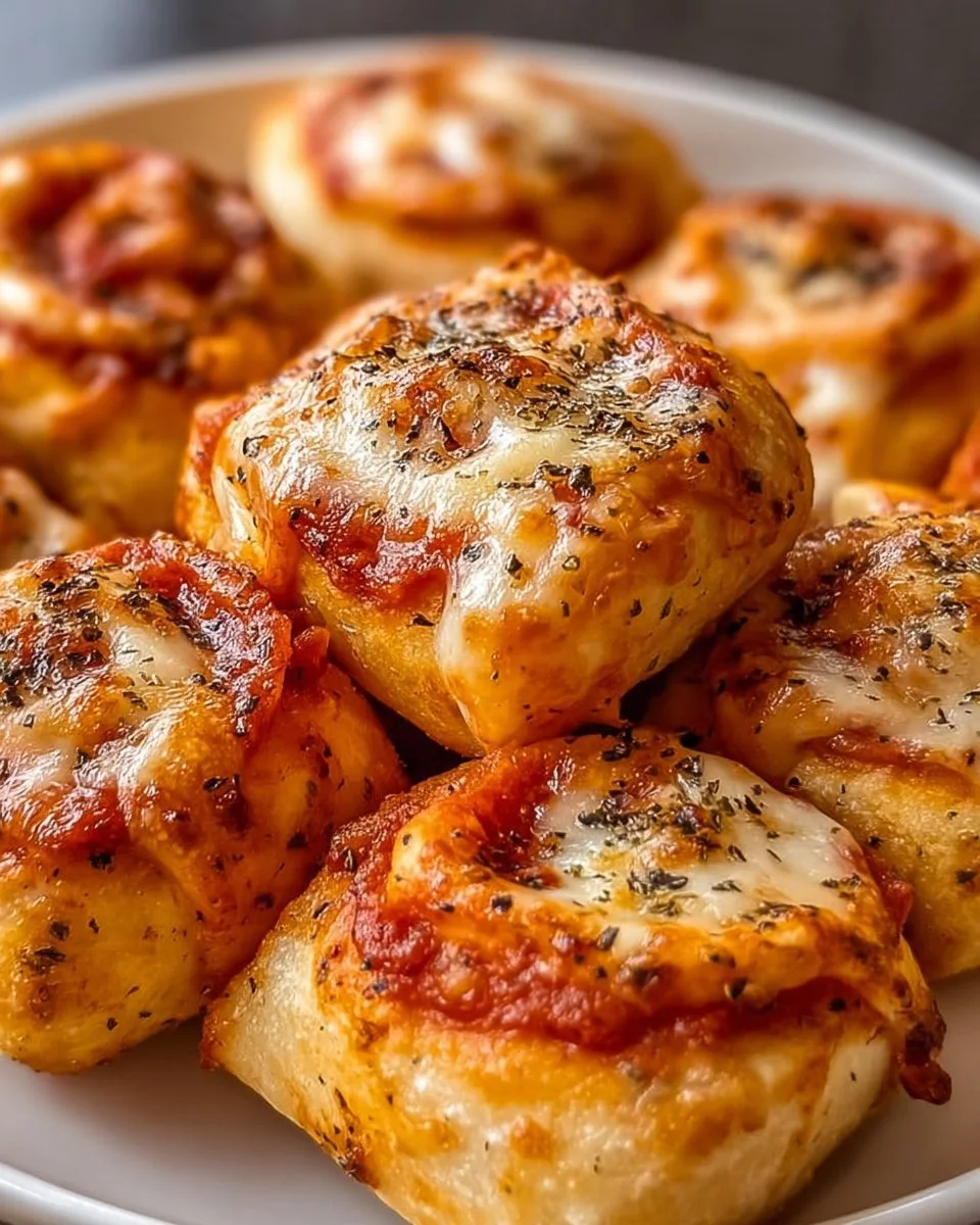 Luftfritteusen-Pizza-Rollen frisch zubereitet und appetitlich angerichtet.
