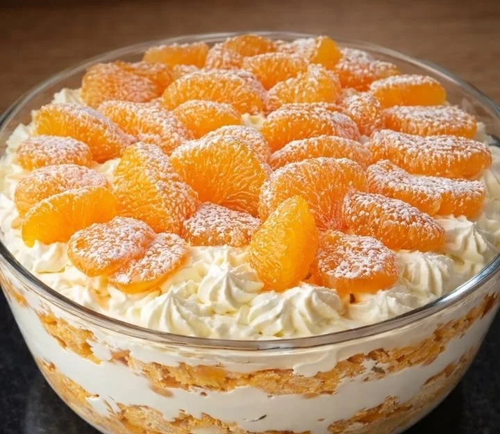 Leckeres Mandarinen-Tiramisu in einer eleganten Dessertschale