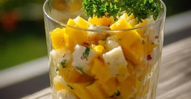 Frischer Mango-Mozzarella-Salat mit buntem Gemüse