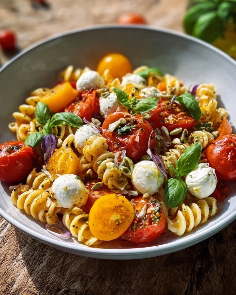Nudelsalat mit Mozzarella und Kirsch-Extra-Tomaten