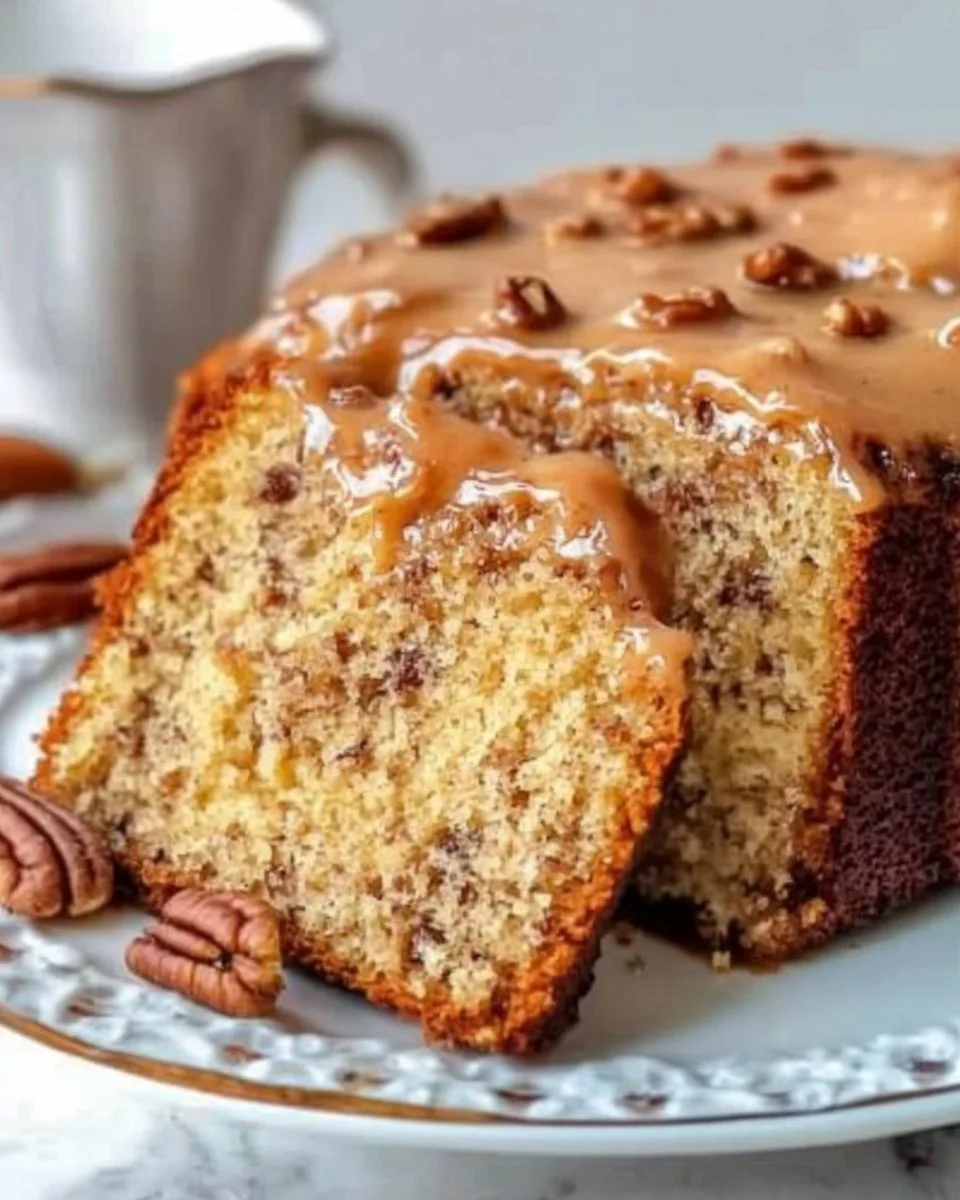 Nusskuchen mit Zimt auf einem Teller serviert