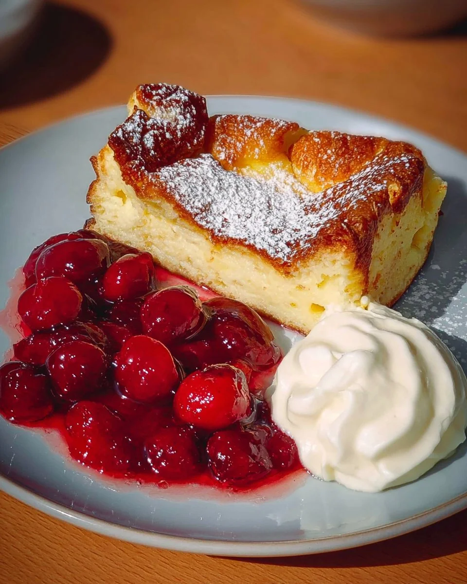 Ofenpfannkuchen aus Finnland auf einem Teller serviert