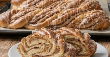 Omas Nusszopf mit nussfüllung auf einem Teller