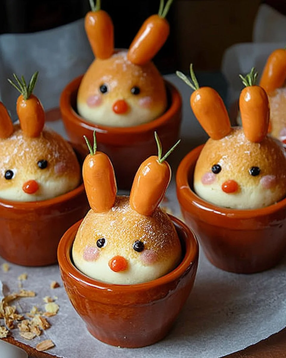 Osterhasen in Blumentöpfen für fröhliche Osterdekoration