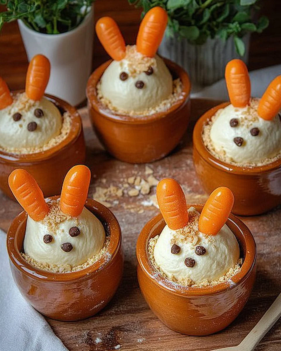 Osterhasen in Blumentöpfen