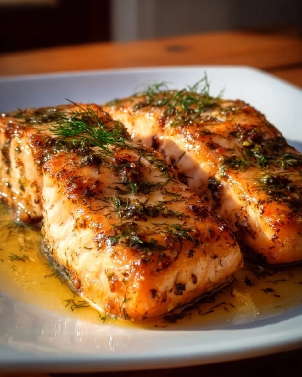 Perfekter Lachs aus dem Airfryer mit frischen Kräutern serviert