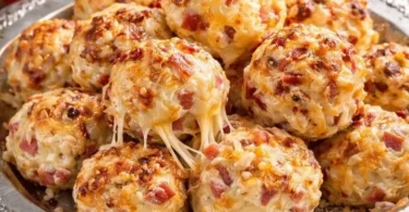 Leckere Pizzabällchen auf einem Teller serviert