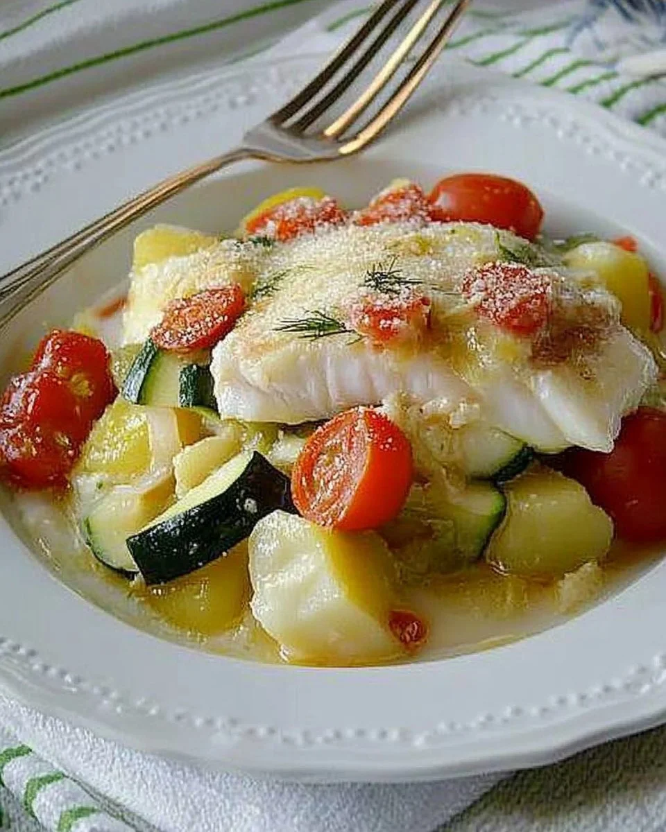 Pollock-Auflauf mit Tomaten und Zucchini