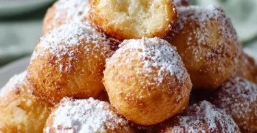 Leckere Quarkbällchen aus dem Airfryer auf einem Teller