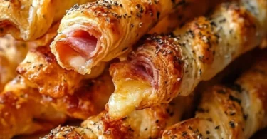 Rinder-Schinken-Käse-Sticks auf einem Teller serviert, ideal für Snacks.
