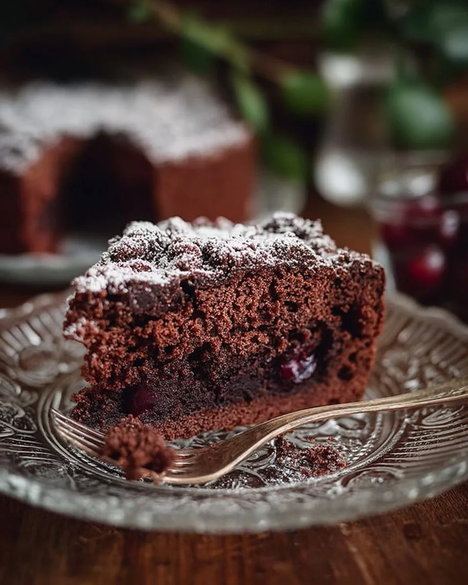 Leckerer Rotweinkuchen mit Kirschen und Schokoladengeschmack