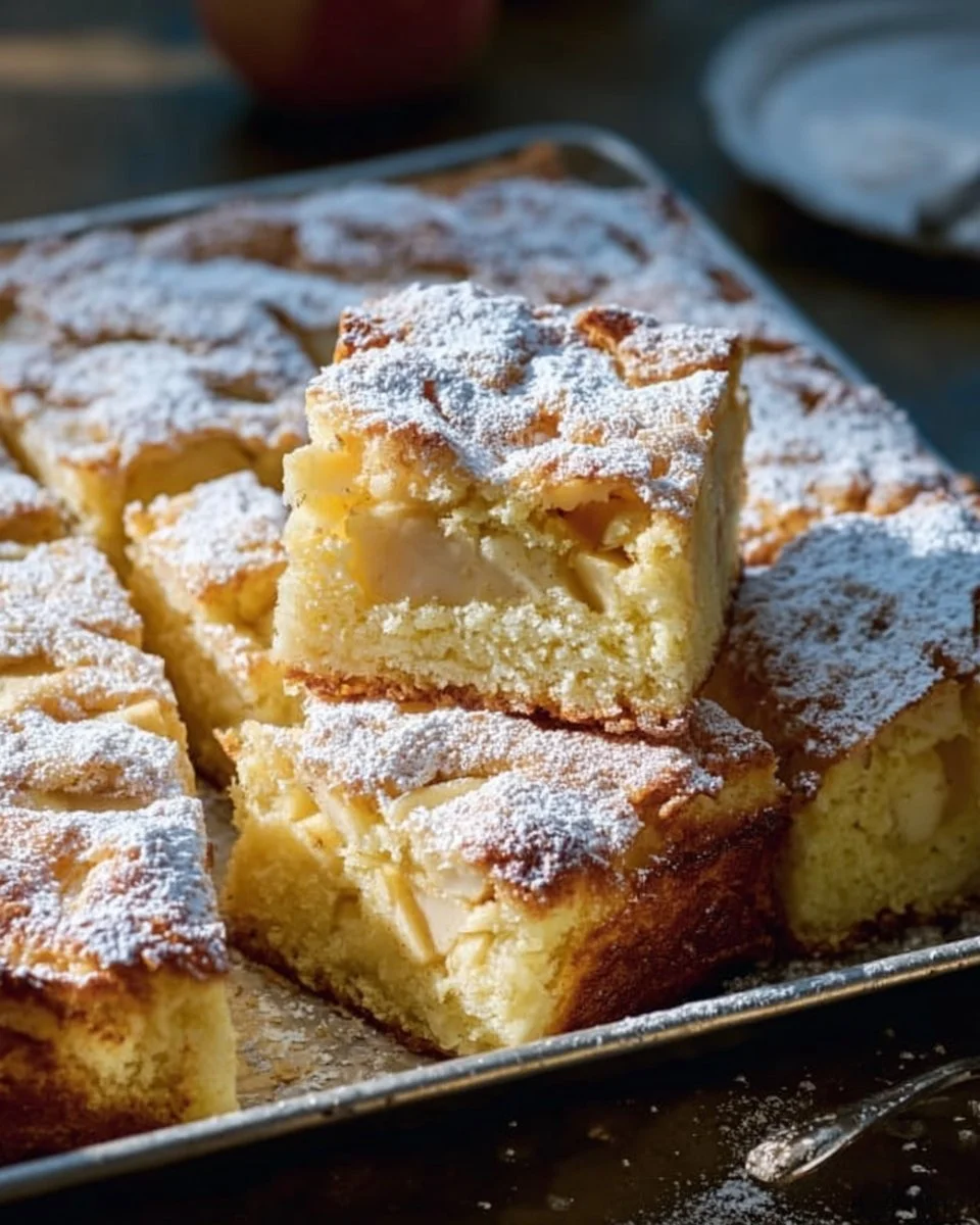 Leckerer ruck-zuck Apfelkuchen frisch gebacken mit saftigen Äpfeln