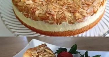 Schneller Bienenstich mit Sahnefüllung und knusprigem Honigboden