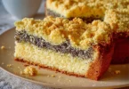 Saftiger schlesischer Mohnstreuselkuchen mit knusprigen Streuseln