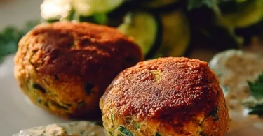 Schnelle Falafel aus Kichererbsenmehl frisch zubereitet auf einem Teller