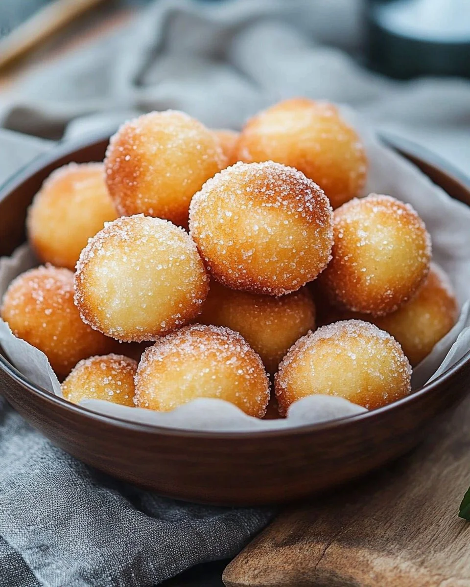 Schmackhafte Quarkbällchen auf einem Teller, frisch zubereitet.