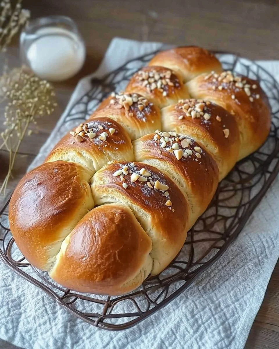 Schwäbischer Hefezopf auf einem Tisch, perfekt zum Feiern und Genießen.
