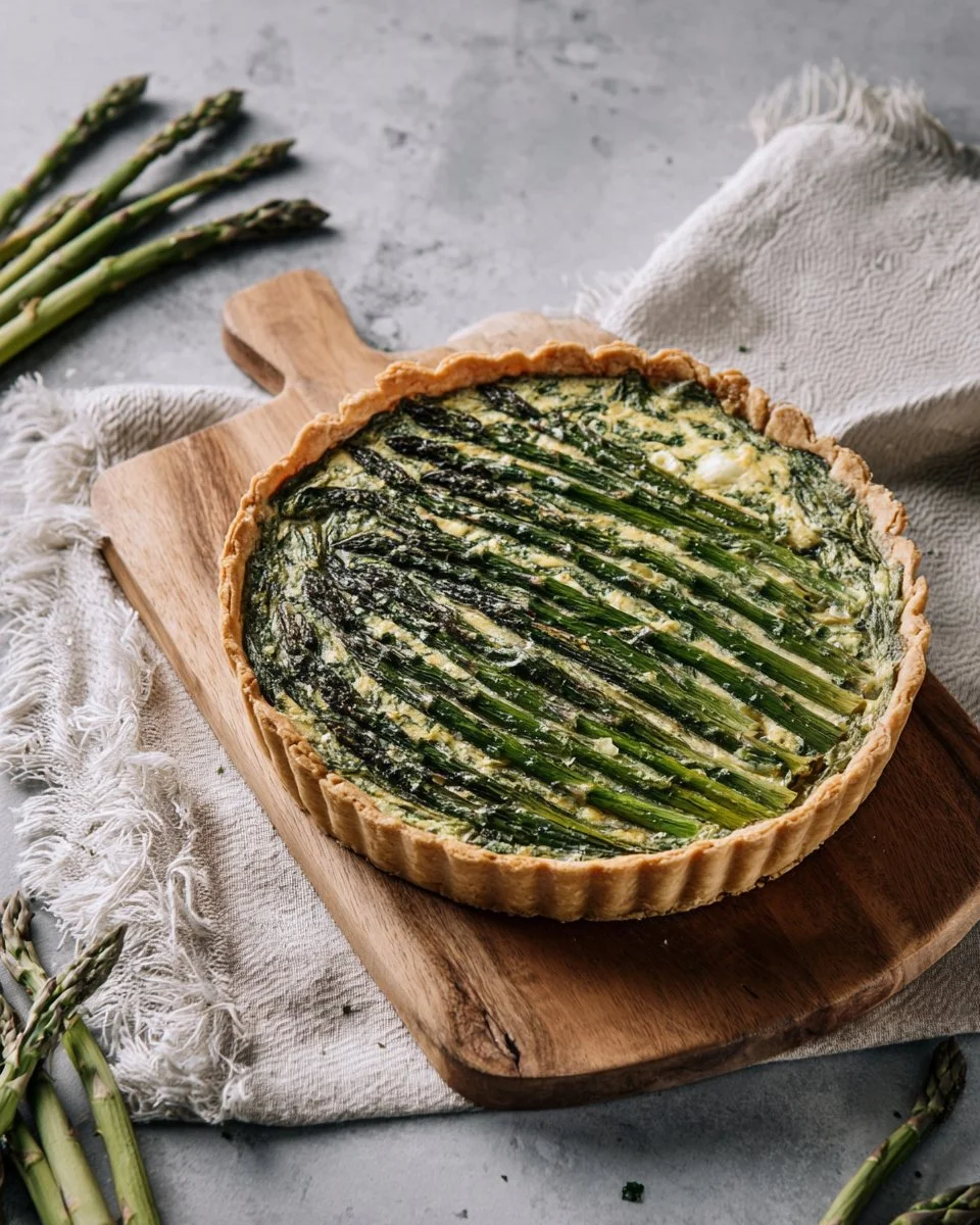 Leckere Spargel-Bärlauch-Quiche auf einem Teller