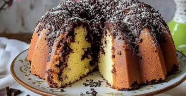 Eine köstliche Stracciatella-Bundt-Kuchen mit Schokoladenstückchen