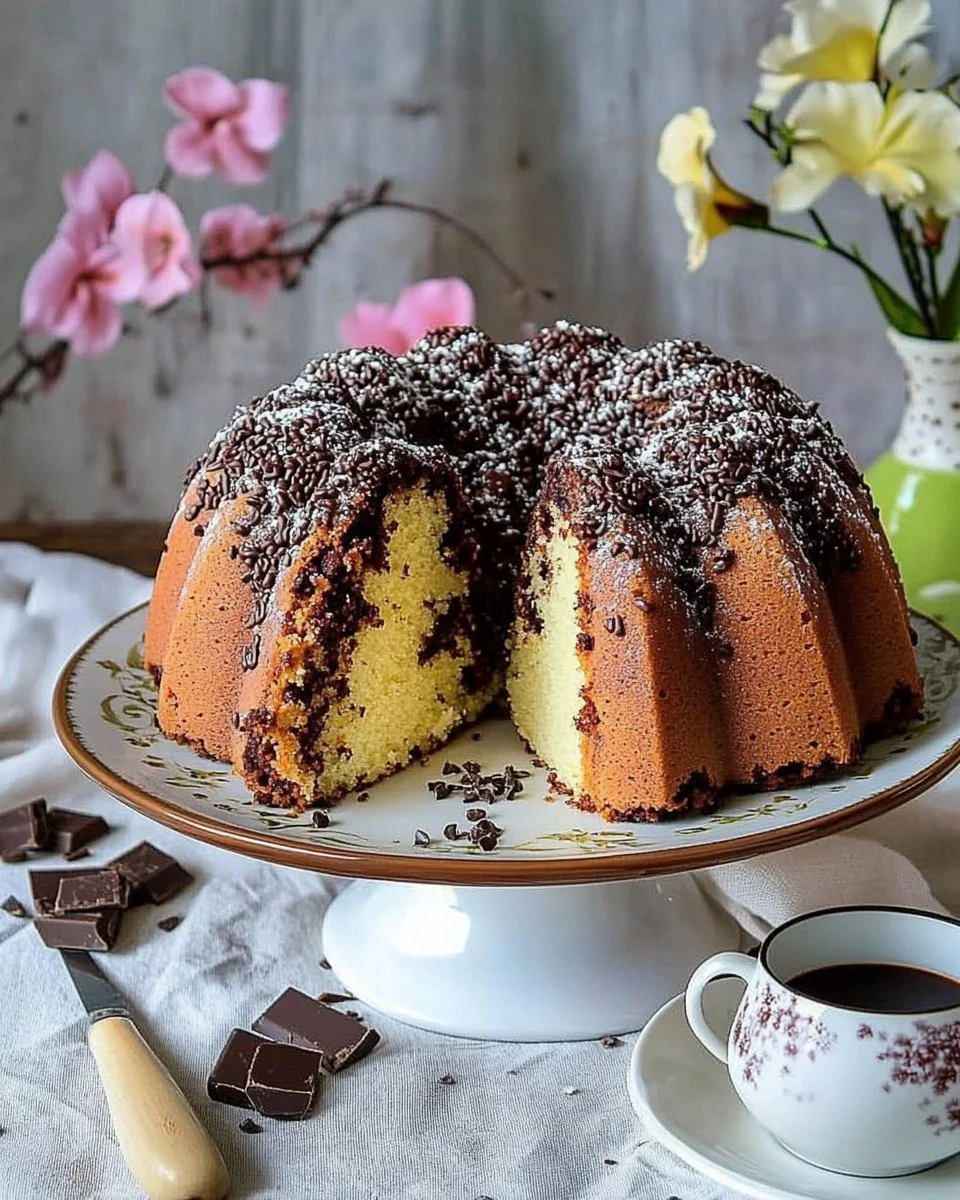 Eine köstliche Stracciatella-Bundt-Kuchen mit Schokoladenstückchen