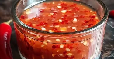 Flasche süße Chili-Sauce auf Holzoberfläche
