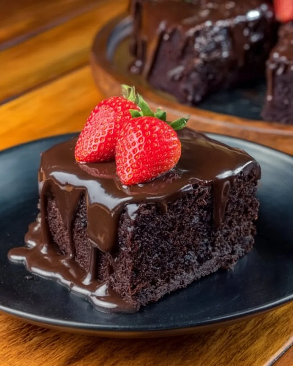 Saftiger Schokokuchen mit Schokoladensahne und Schokostückchen