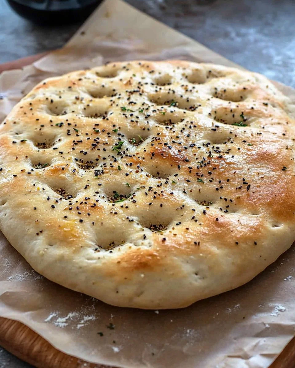 Türkisches Fladenbrot frisch gebacken auf einem rustikalen Tisch