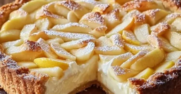 Unschlagbarer Apfelkuchen mit Vanillepudding frisch aus dem Ofen