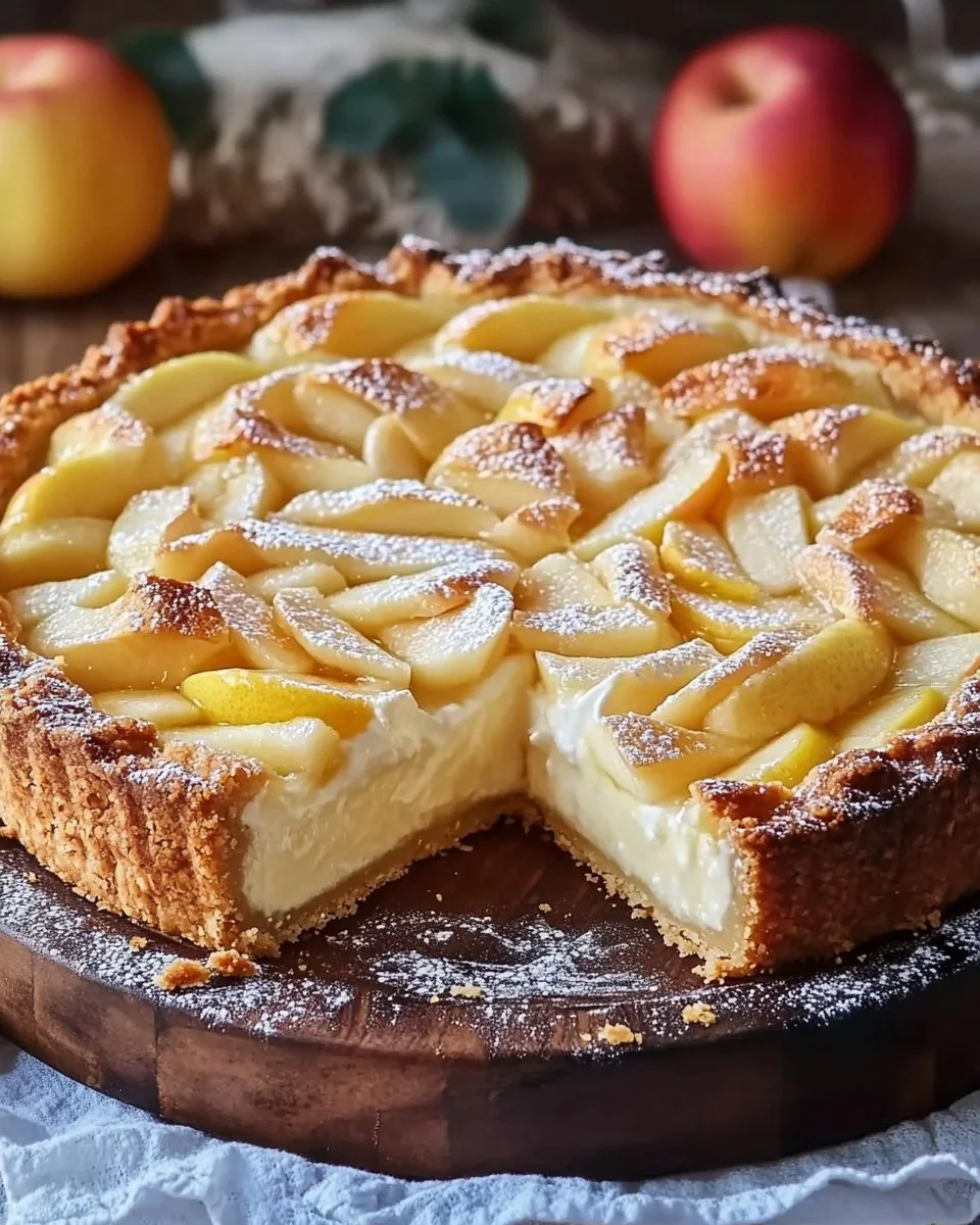 Unschlagbarer Apfelkuchen mit Vanillepudding frisch aus dem Ofen