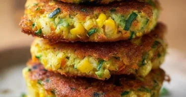 Köstliche Gemüse-Patties aus der Heißluftfritteuse auf einem Teller.